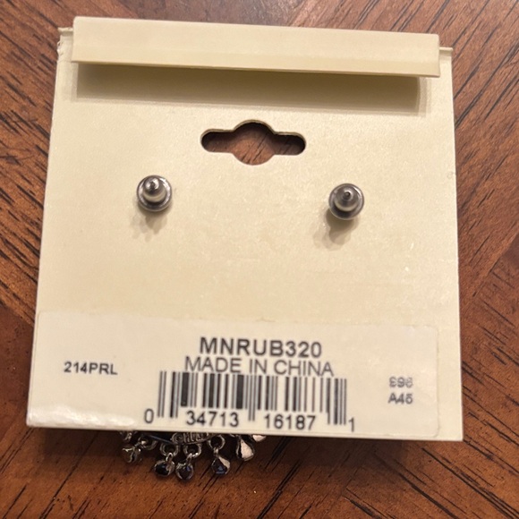 Monet Silver Dangle Earrings with Sparkling Accents - Picture 3 of 3